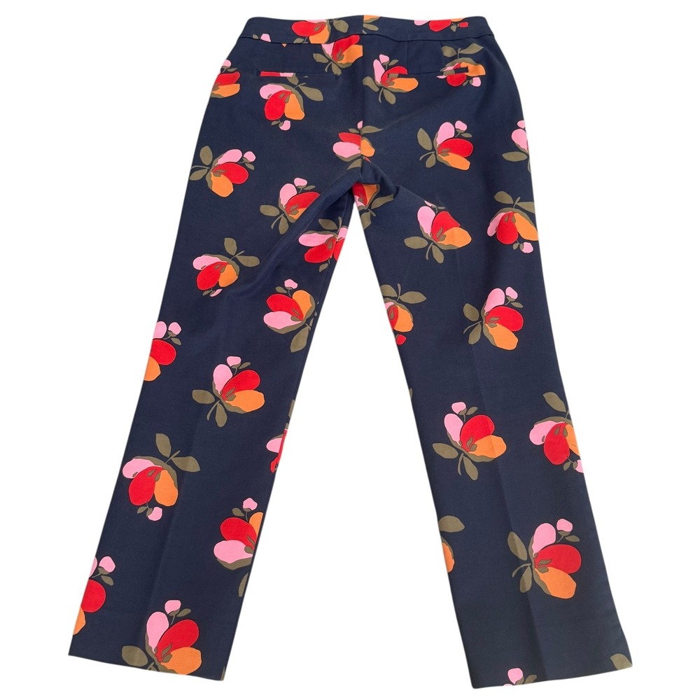 Boden Richmond Floral Pants Navy Blue Straight Leg Size 6R Trouser Preppy Spring - Picture 6 of 11
